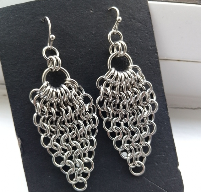 Leaf Chain Maille Stainless Steel Drop Earrings | Artisan Alternative
