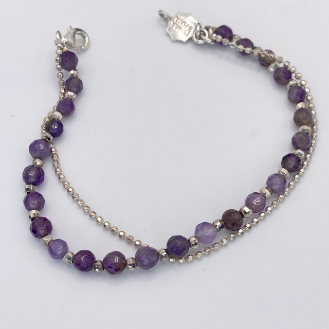 Amethyst bracelet with faceted beads and sterling silver chain by Dower & Hall 7"