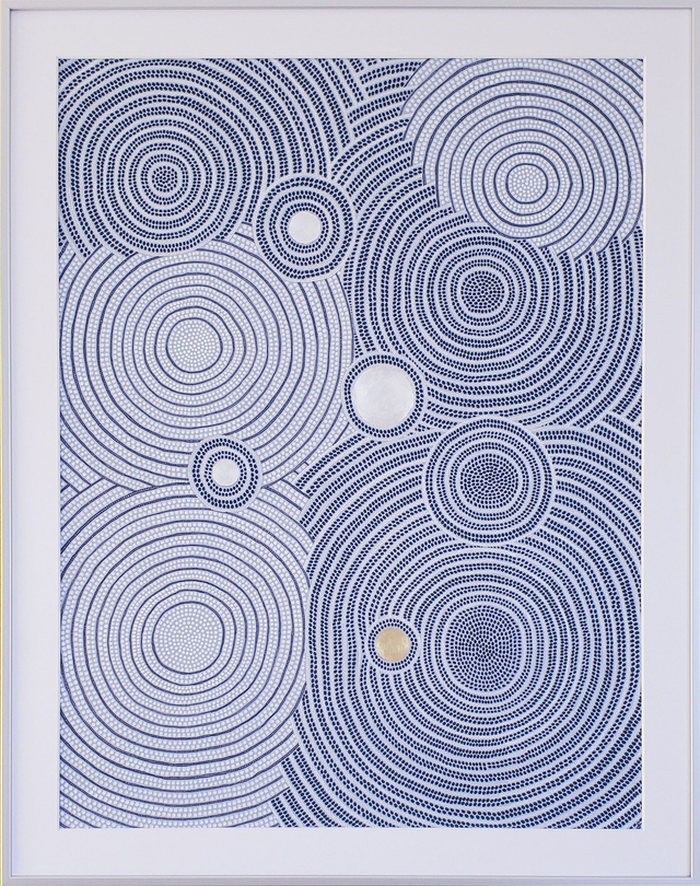 Peinture "Le lac d'or" - 63 x 48 cm