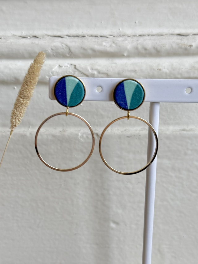Boucles d'oreilles - PUCERING BAUHAUS- bleu et vert