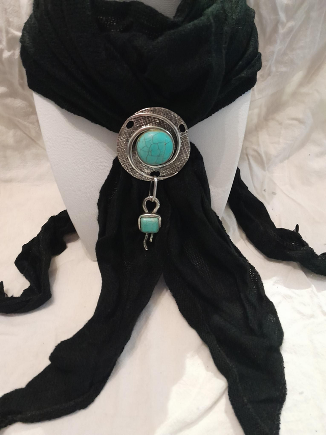Foulard bijoux aimanté turquoise noir 