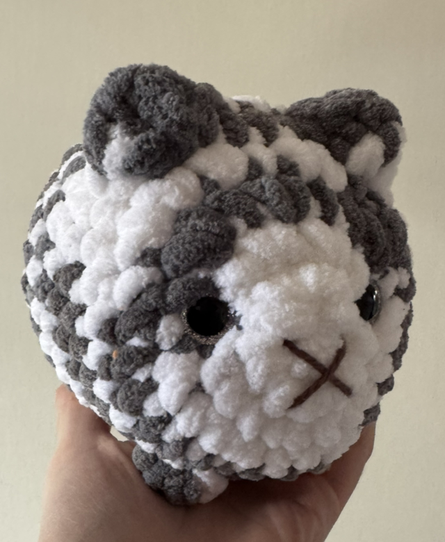 Handmade &amp; Crocheted Loaf Cat - Black &amp; White Striped