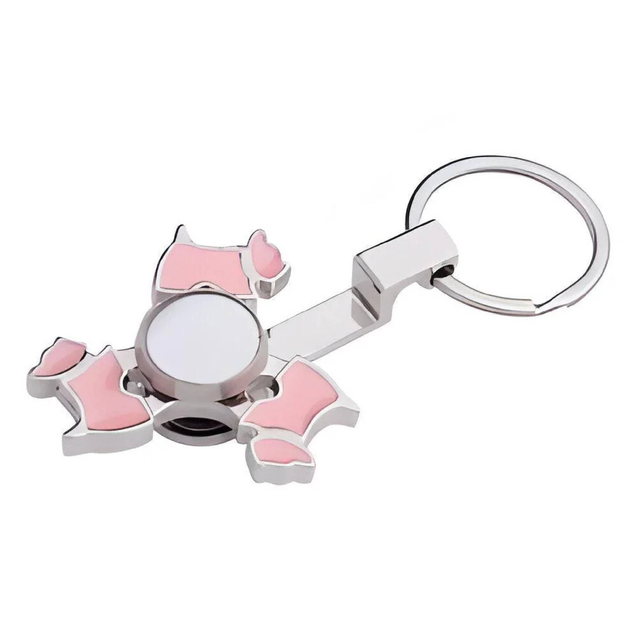 Fidget Spinner Keyring - Pink Dog Design