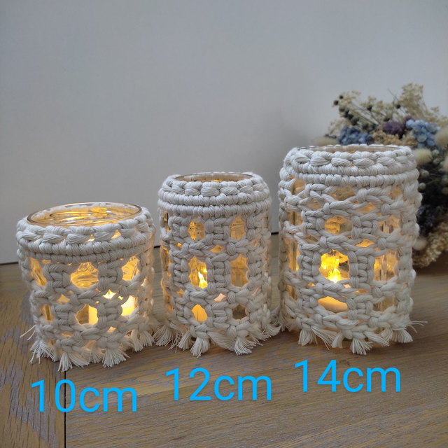 Grand photophore / vase en macramé
