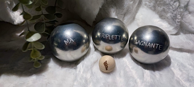 Boules de pétanque gravées "Ma triplette gagnante"