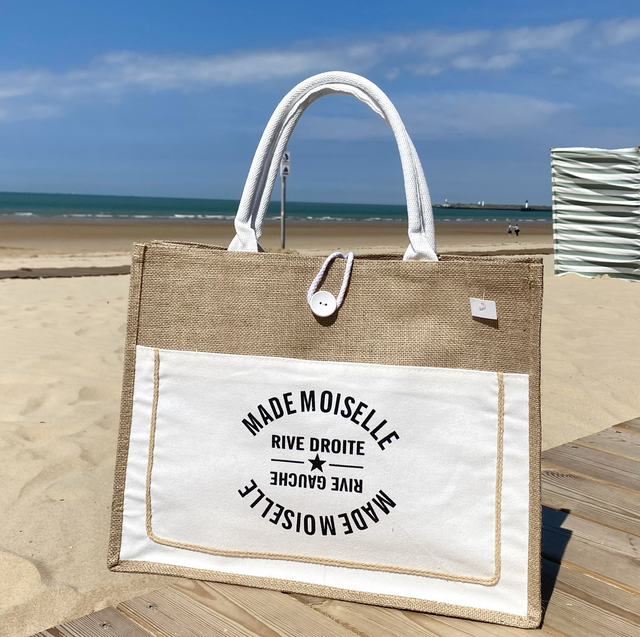 Cabas en toile &quot;Mademoiselle Rive Droite - Rive gauche&quot;