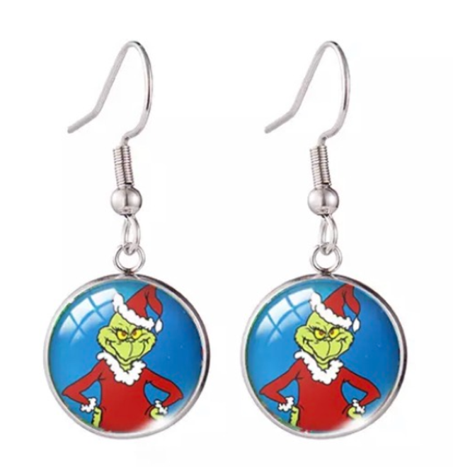 Grinch Circular Drop Earrings