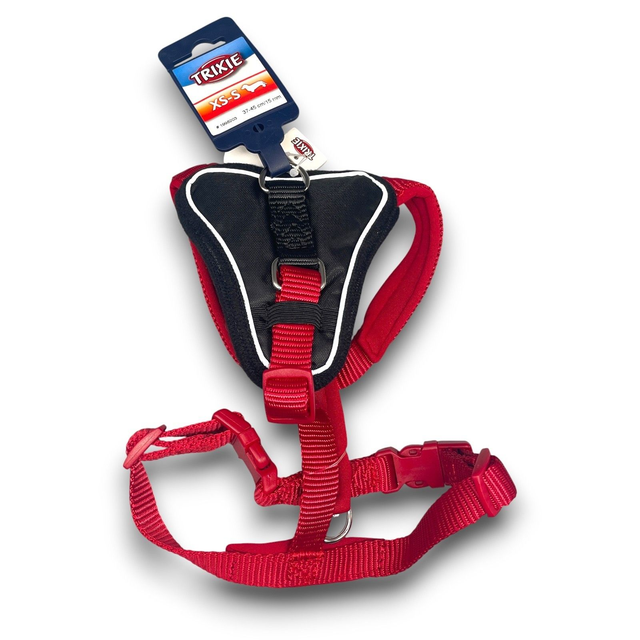 Trixie Hundegeschirr Y klein Größe XS S rot schwarz gepolstert 37-45 cm