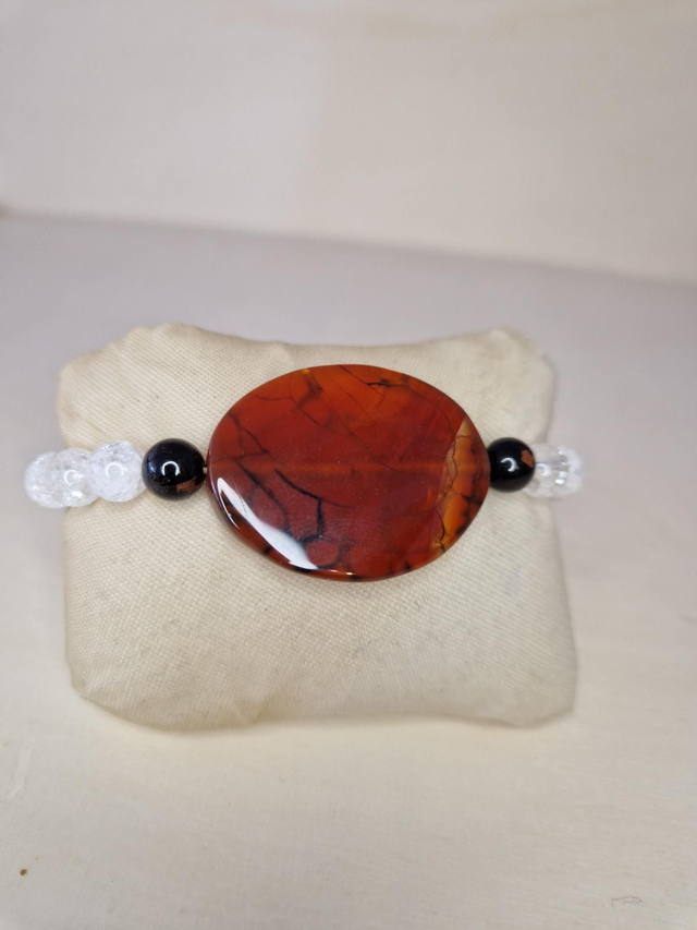 Cornaline, Quartz irisé, Tourmaline noire / 059