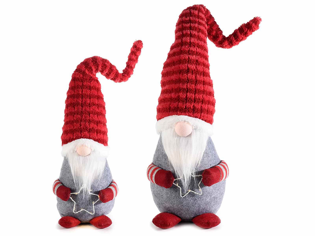 Gnomo stoffa con cappello modellabile stella a luci LED