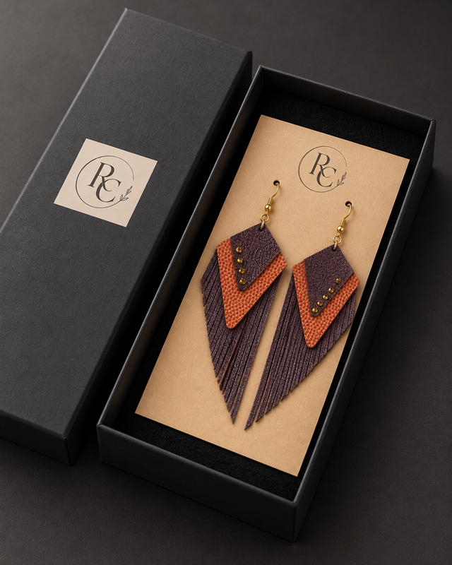 Audace Géométrique » – Boucles d’oreilles originales en cuir véritable
