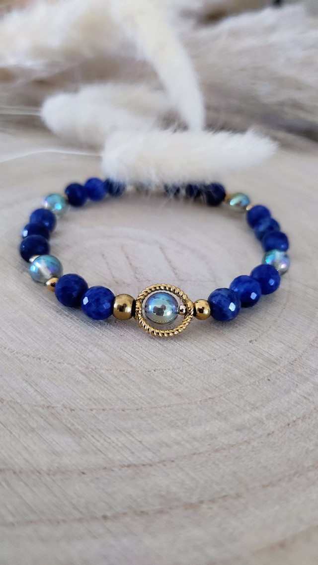 Bracelet "Confiance en soi" Sodalite facettée
