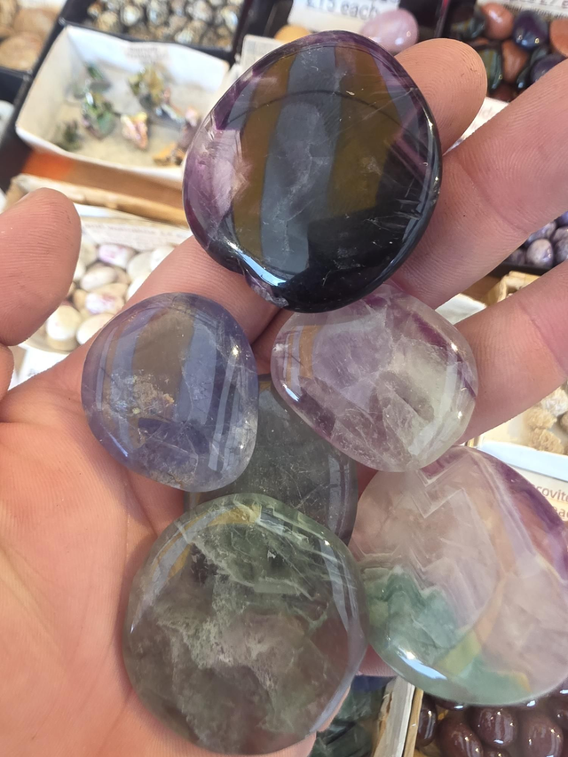 Rainbow/purple fluorite palmstone