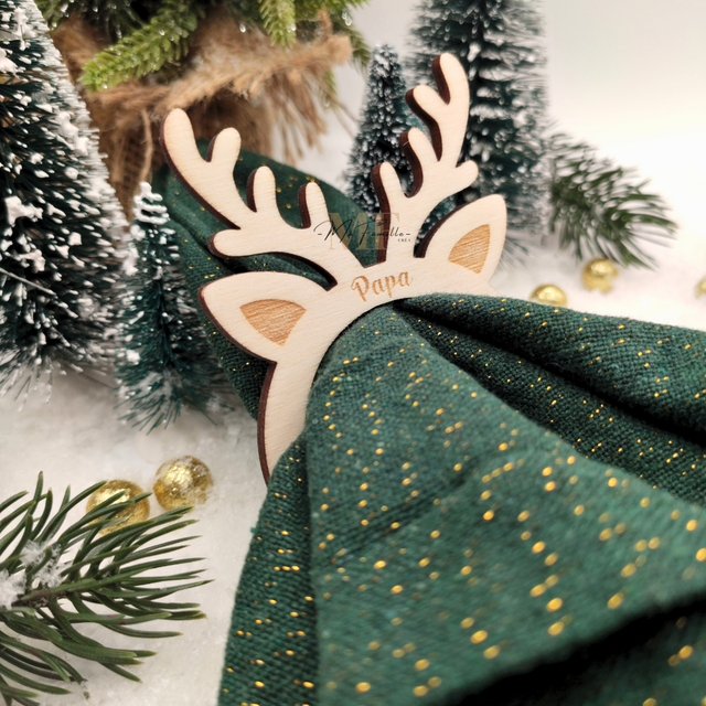 Rond de serviette - Renne avec prénom