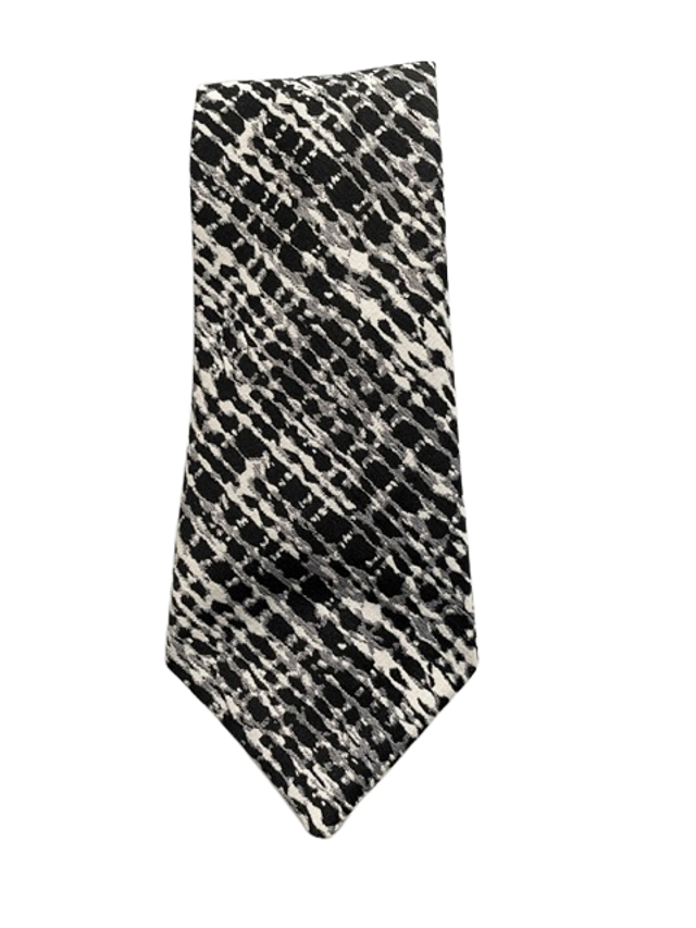 Cravate souple homme motif Jacquard noir &amp; blanc 