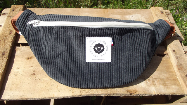 Sac banane velours anthracite 