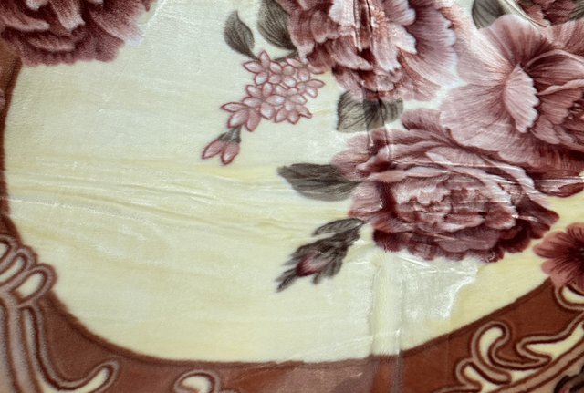 Couvertures, polar 4 kg fleurs contour marron 200/240