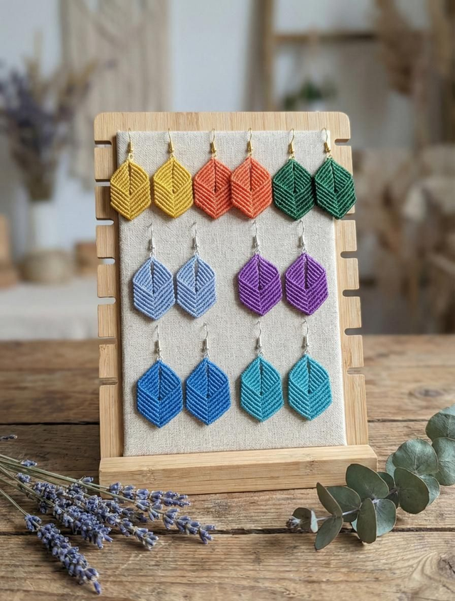 Brincos em micromacramê 
