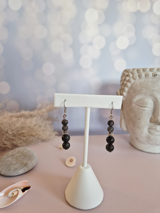 Boucles d’oreilles AURORA – Labradorite naturelle de Madagascar