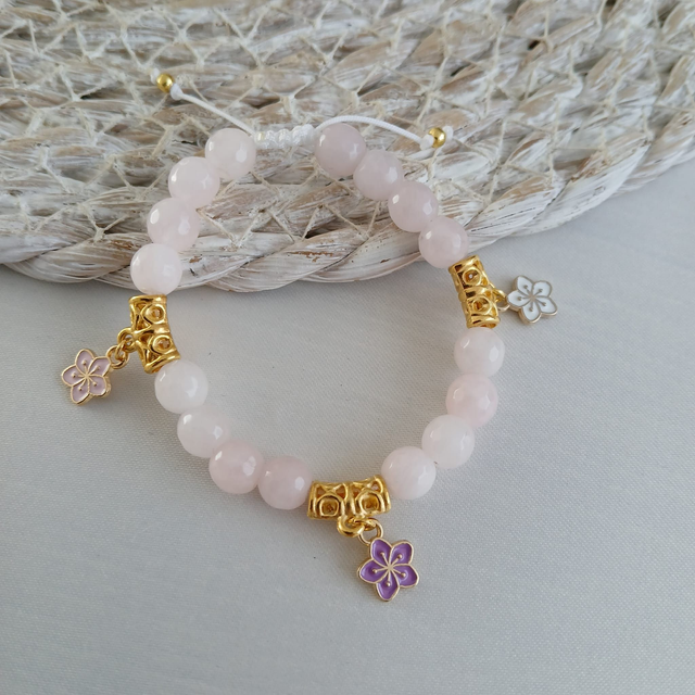 Meisjes armband met Rozenkwarts en bedels (3.038)