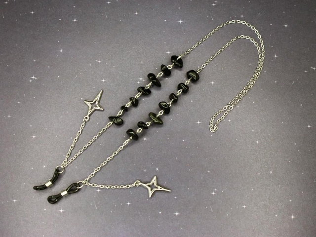  Brillenkette mit Obsidian [BK0009]