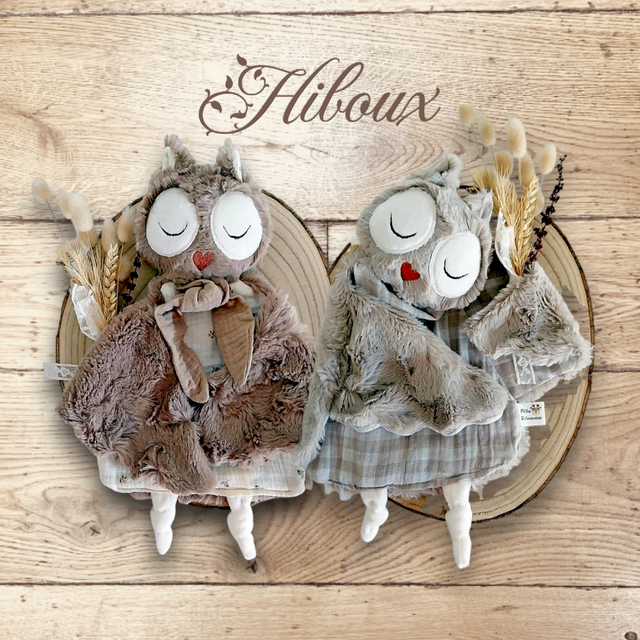 Doudou hiboux au choix prèt à l&#039;adoption 