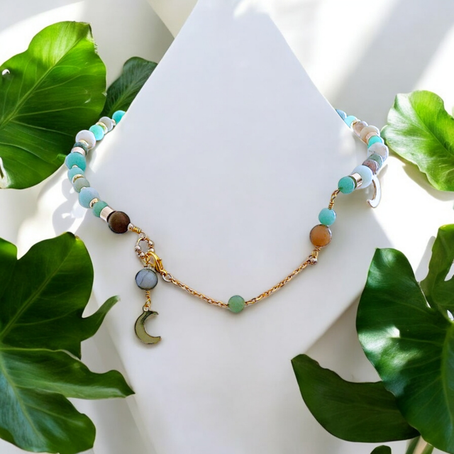 Collier GALATEA - amazonite et acier