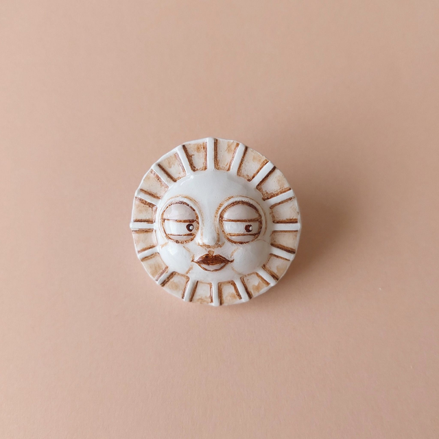 Funny sun clay pin - Quirky air dry clay pin