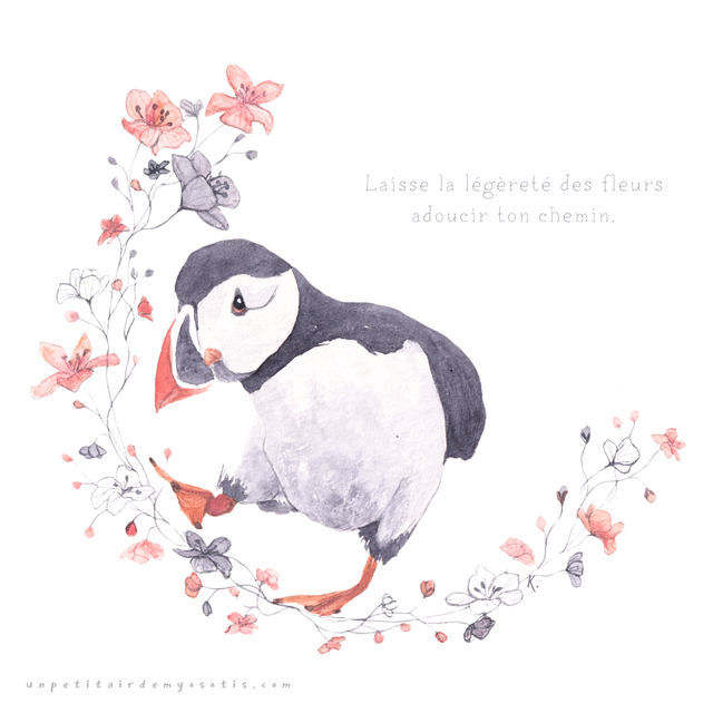 Carte-poème Macareux moine