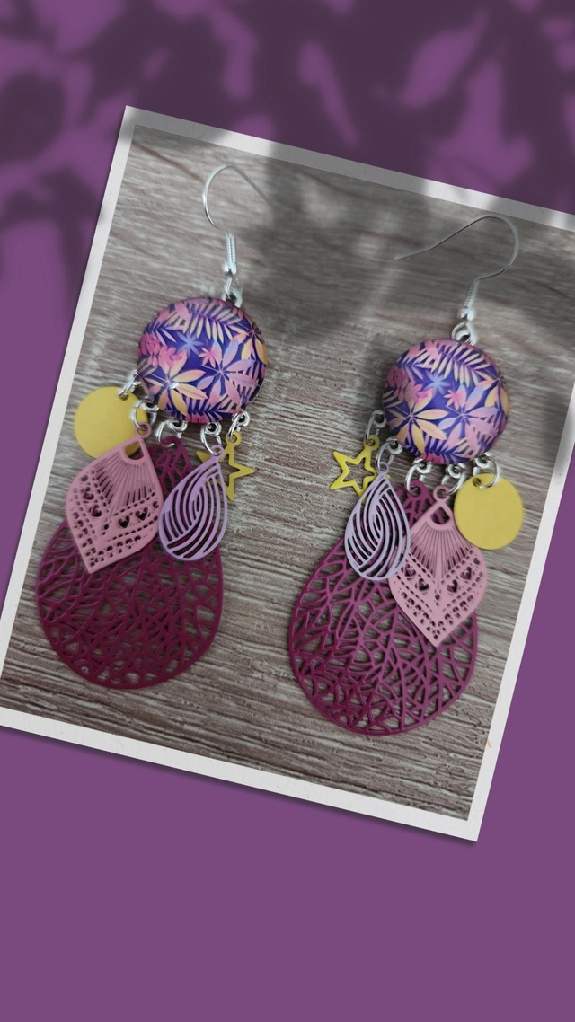 Boucles cabochon fleurs 110