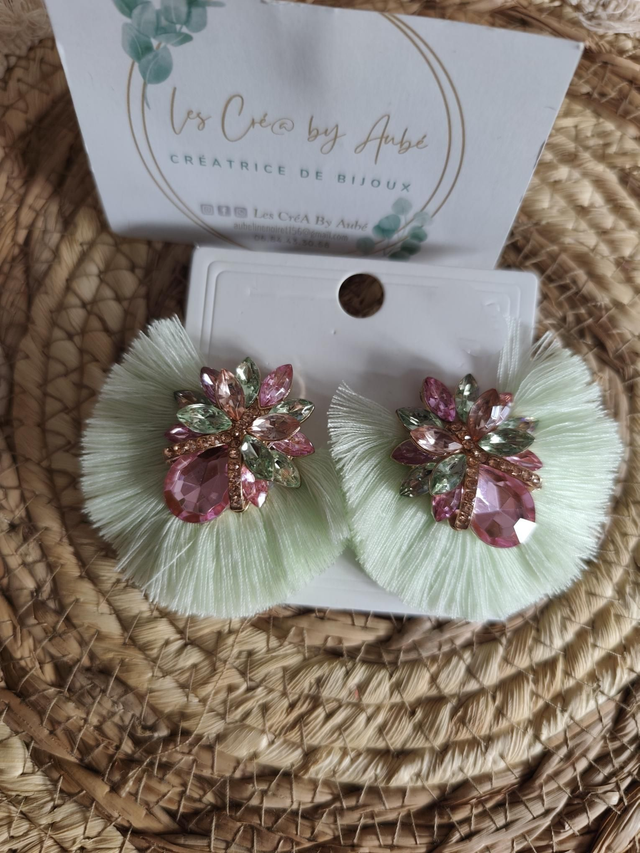 BO BOHEME "STRASS" ROSE/VERT D'EAU 0001170