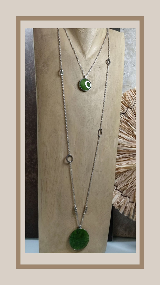 Collier 2 en1 vert jardin rond 