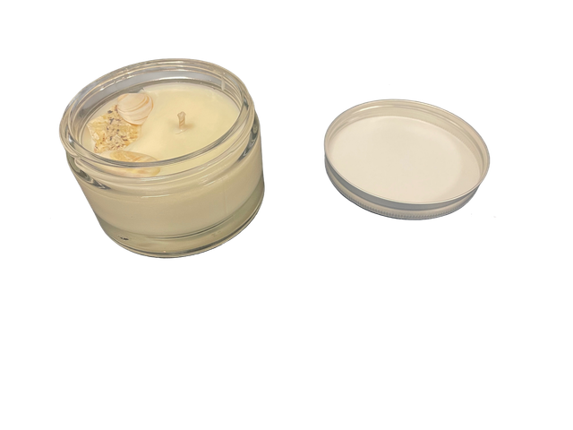 Bougie coquillages en pot