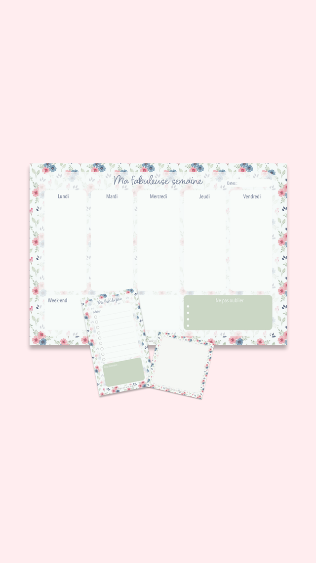 Set Papeterie, 3 blocs-notes – Illustré à l’aquarelle