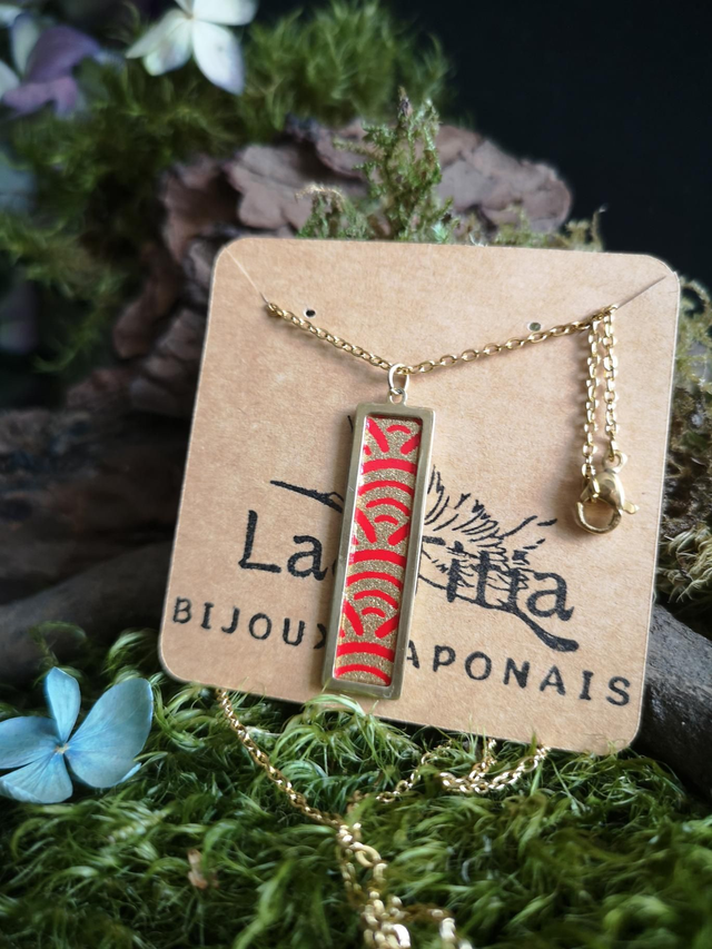 Collier - papier washi - vague - Seigaiha - laiton - La&Titia