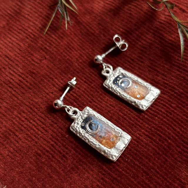 Dainty Sunset Moon Celestial Earrings