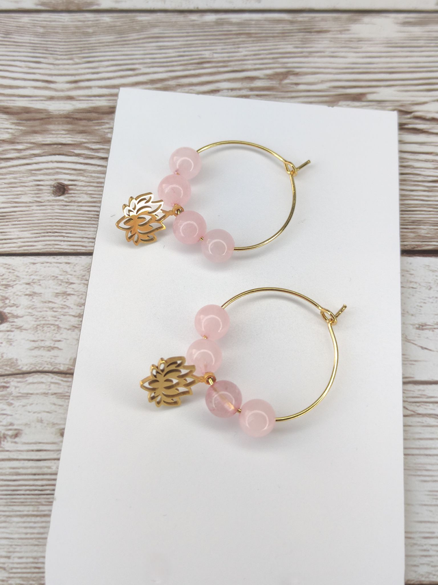 Boucles Quartz Rose créole 2.5 cm