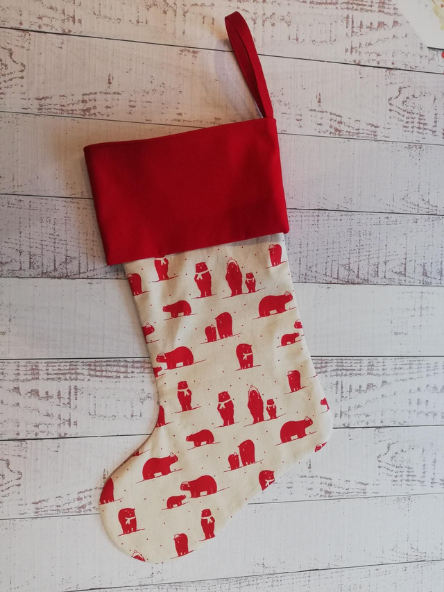 Christmas Stocking  - Red Polar Bears