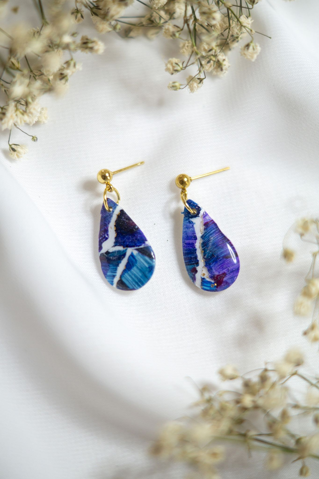 Coloris indigo - Boucles Goutte