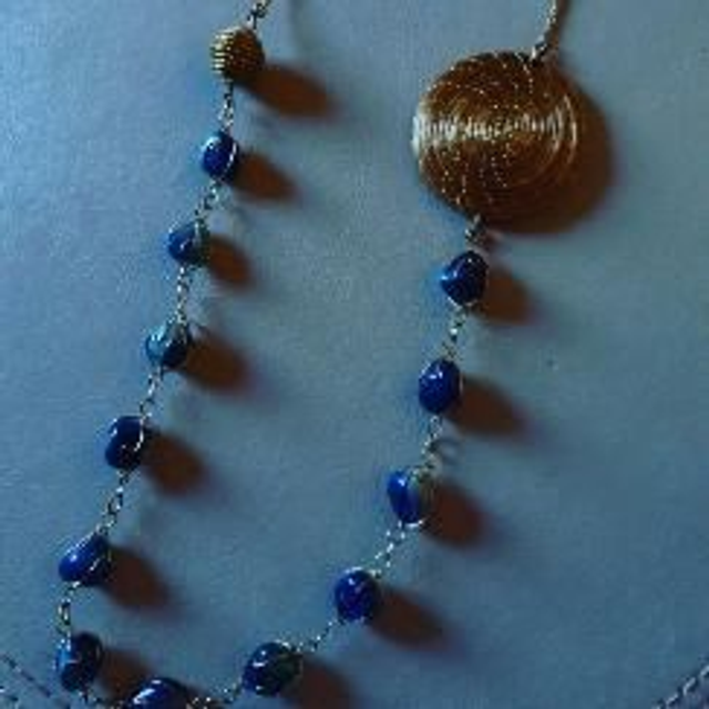 Sautoir Agate bleue