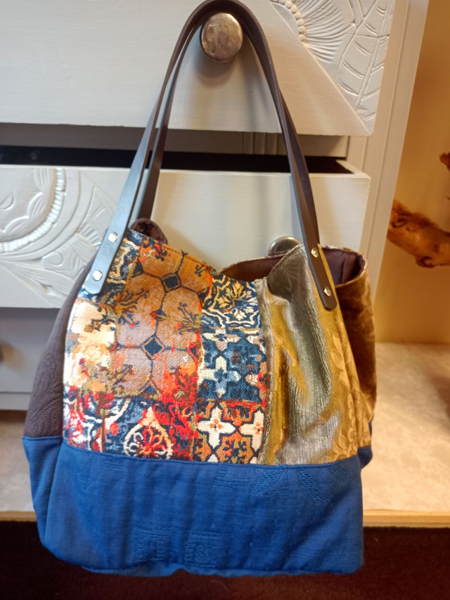 Grand sac cabas cube autour d'un tissu Jean Paul Gaultier