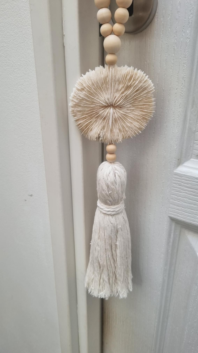 Embrasse corail pompon beige