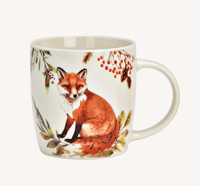 Mok vos decor, wit & bruin