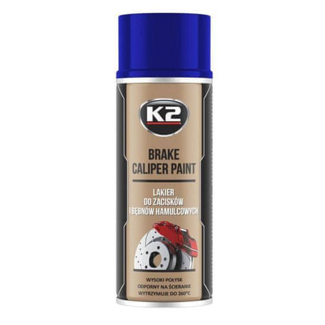 LAK NA BRZDOVÝ TŘMEN K2 400 ML MODRÁ - Lak na brzdové třmeny a bubny K2 L346NI