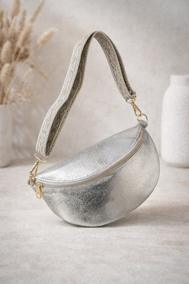 Sac banane argenté irisé 