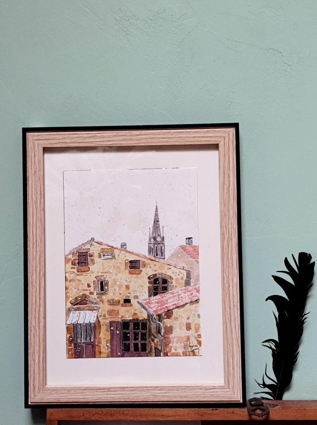 flocons sur le clocher de Vernoux 