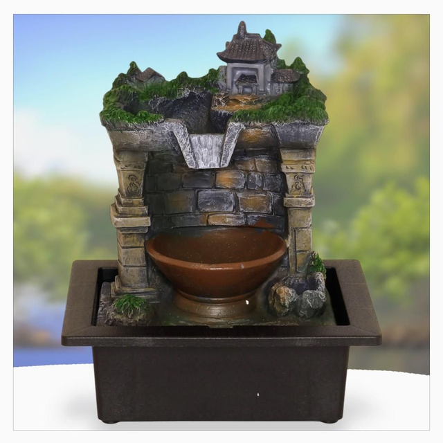 "Offrande du village" - Fontaine en résine 28 cm 