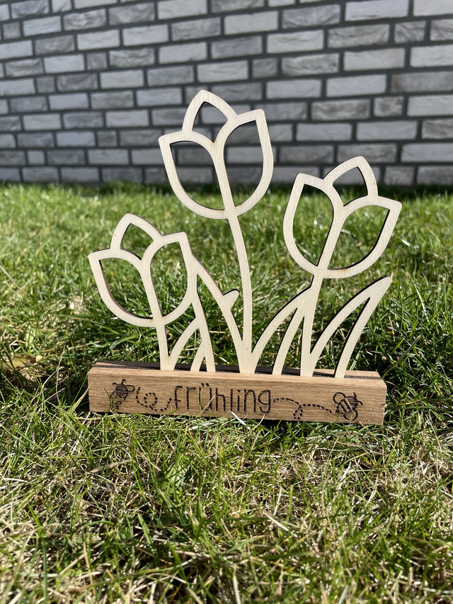 Klötzchenmotiv Frühling mit Gravur