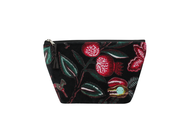 Earth Squared Printed Velvet Noir Makeup Bag