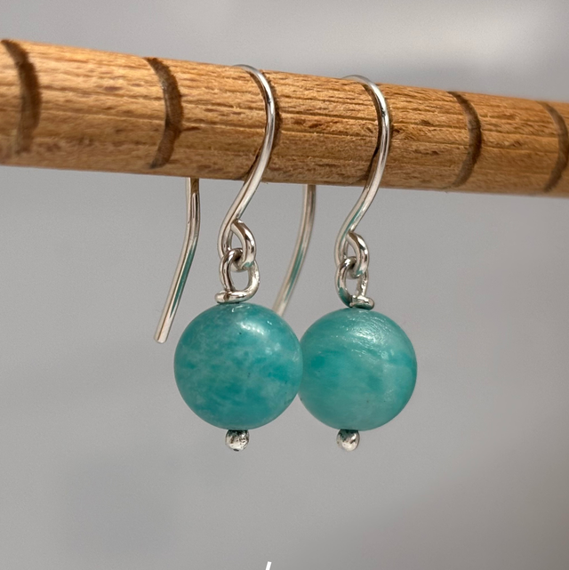 Boucles d’oreilles perle Amazonite Ø 9,2mm pendantes